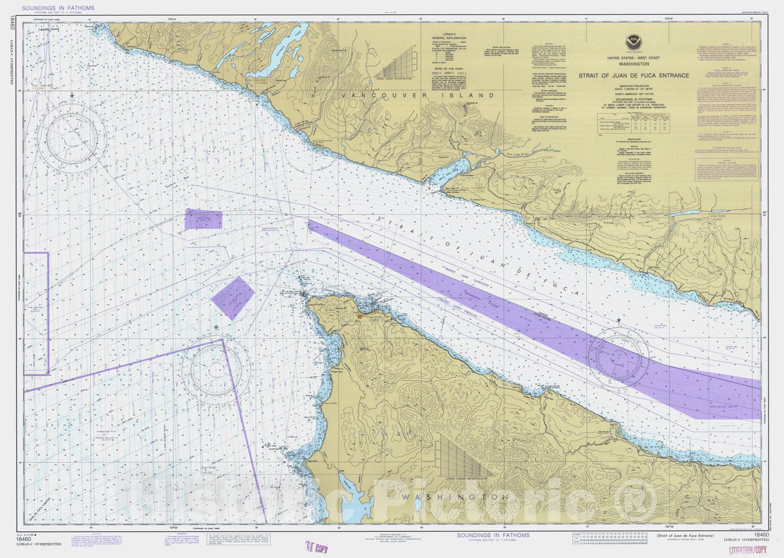 Historic Nautical Map - Strait Of Juan De Fuca Entrance, WA, 1984 NOAA Chart - Vintage Wall Art