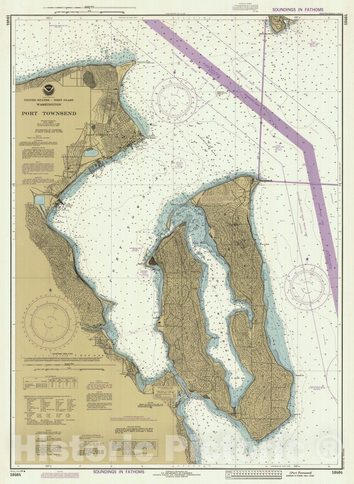 Historic Nautical Map - Port Townsend, WA, 1989 NOAA Chart - Vintage Wall Art