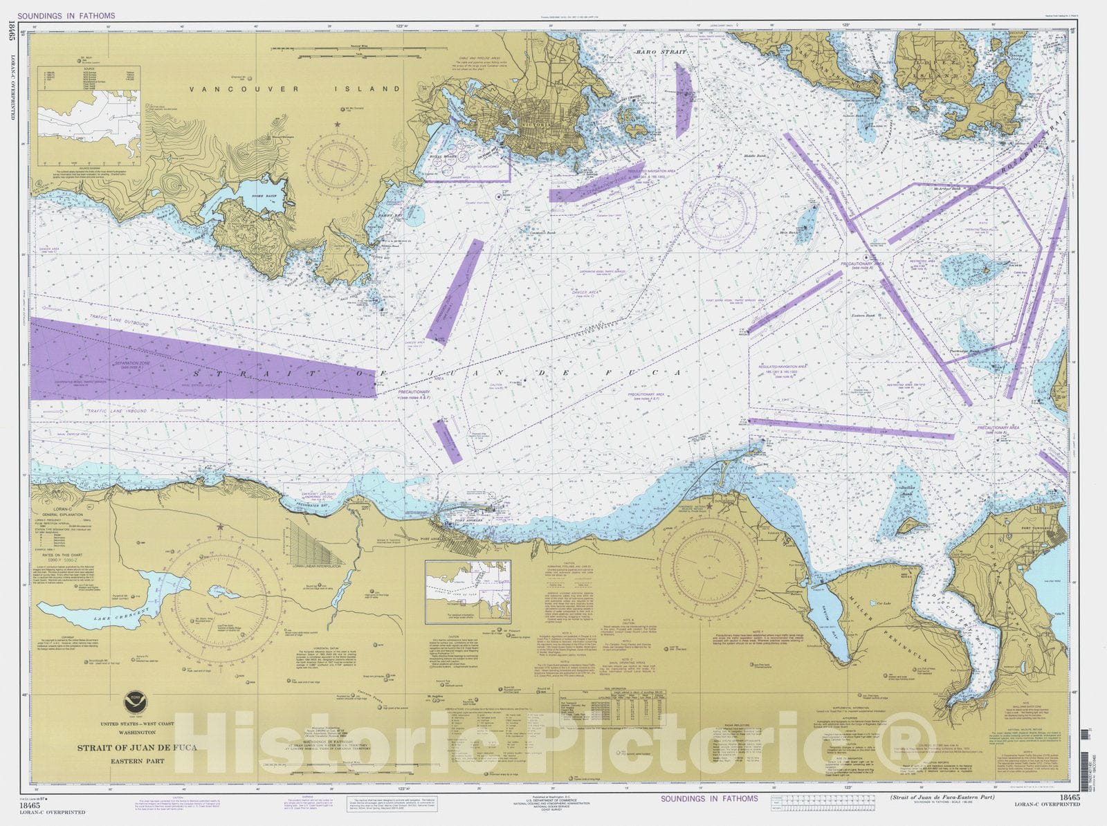 Historic Nautical Map - Strait Of Juan De Fuca - Eastern Part, WA, 1997 NOAA Chart - Vintage Wall Art