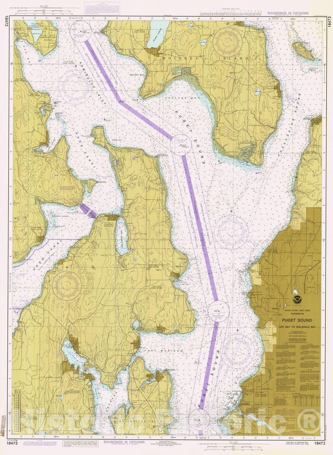 Historic Nautical Map - Oak Bay To Shilshole Bay, WA, 1983 NOAA Chart - Vintage Wall Art