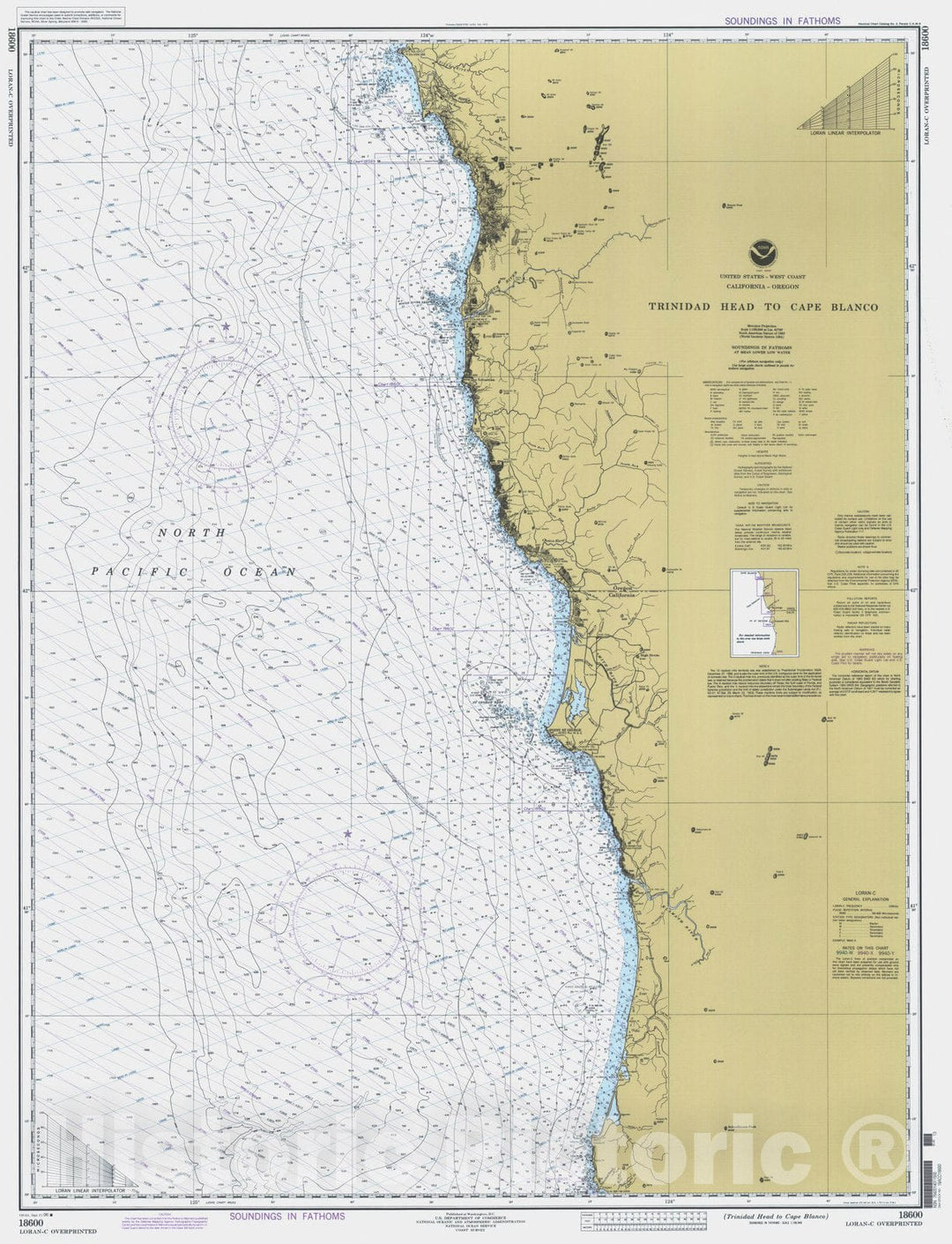 Historic Nautical Map - Trinidad Head To Cape Blanco, OR, CA, 1996 NOAA Chart - Vintage Wall Art