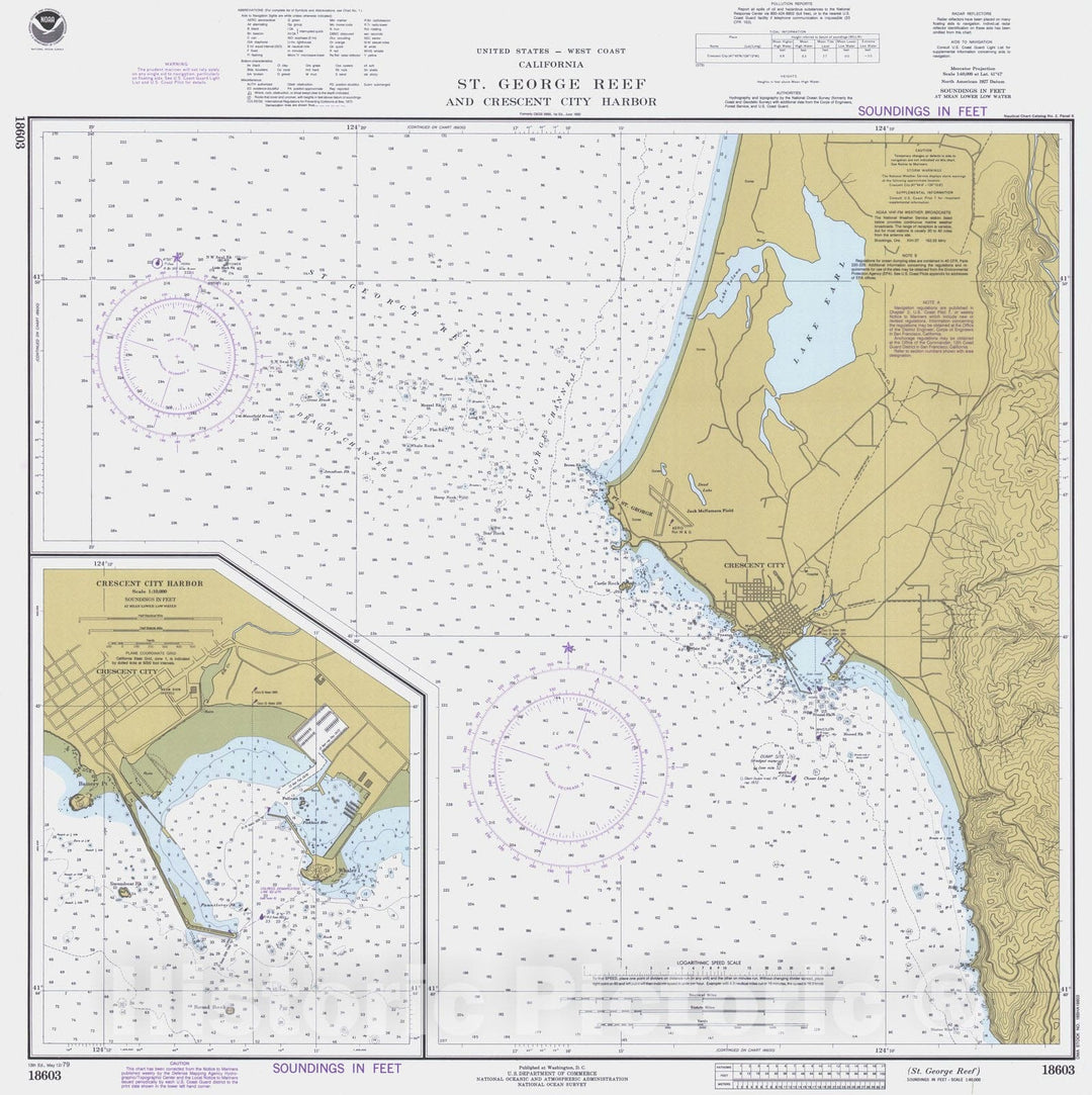 Historic Nautical Map - St George Reef, CA, 1979 NOAA Chart - Vintage Wall Art