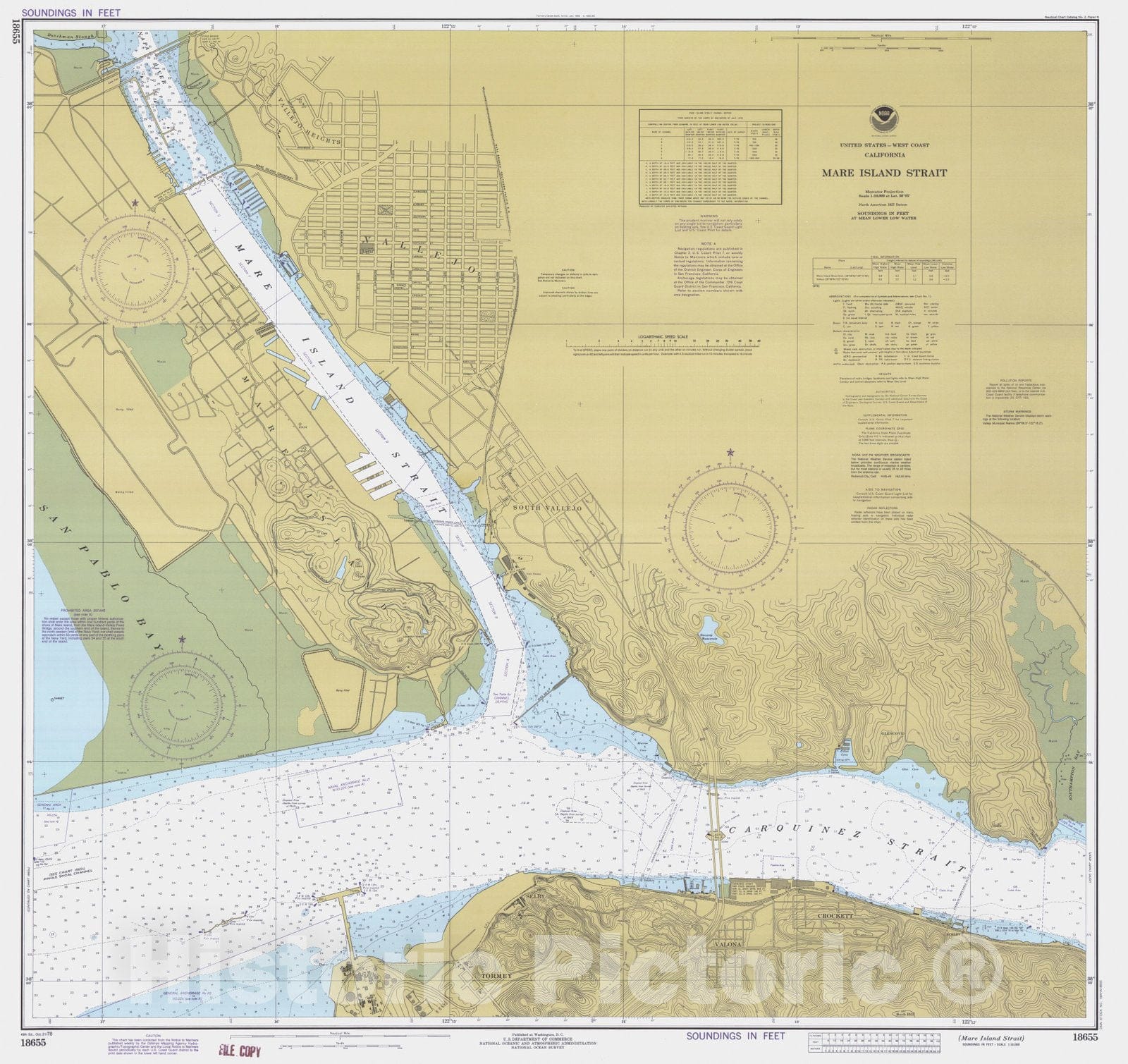 Historic Nautical Map - Mare Island Strait, CA, 1978 NOAA Chart - Vintage Wall Art