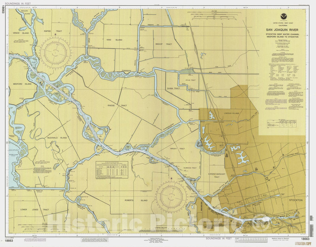 Historic Nautical Map - Medford Island To Stockton, CA, 1992 NOAA Chart - Vintage Wall Art