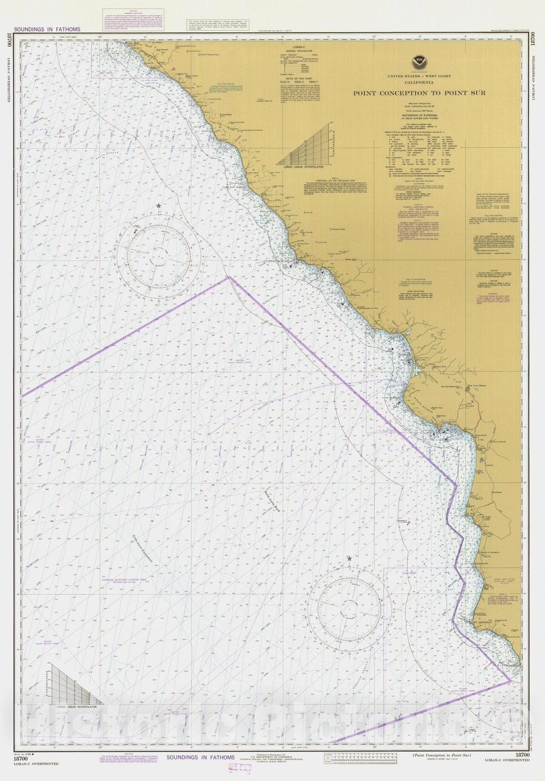 Historic Nautical Map - Point Conception To Point Sur, CA, 1984 NOAA Chart - Vintage Wall Art