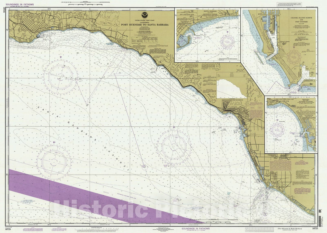 Historic Nautical Map - Port Hueneme To Santa Barbara, CA, 1996 NOAA Chart - Vintage Wall Art