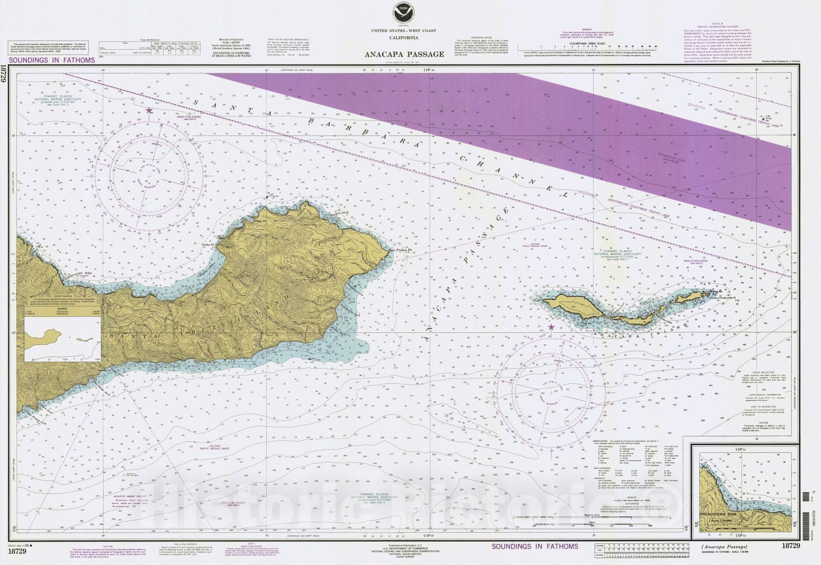 Historic Nautical Map - Anacapa Passage, CA, 1996 NOAA Chart - Vintage Wall Art