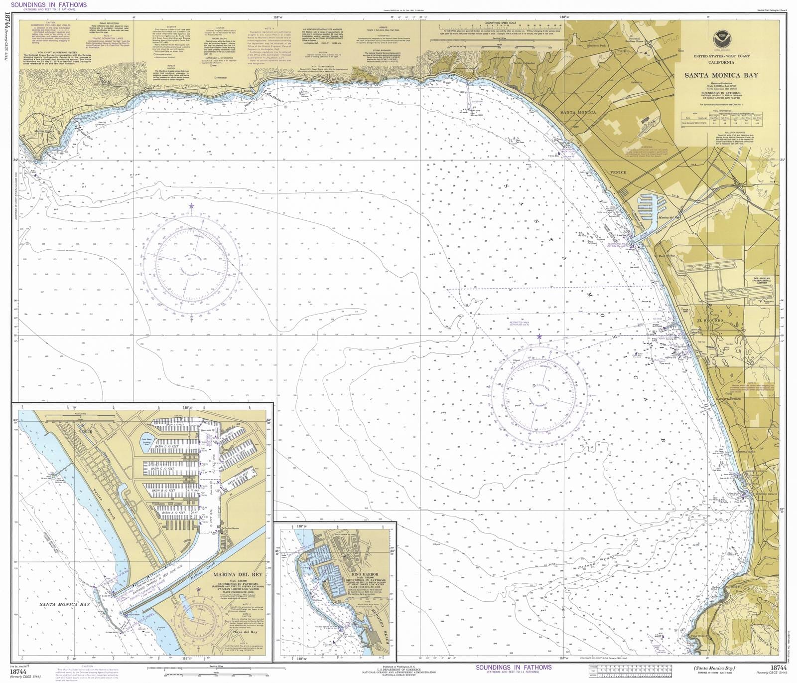 Historic Nautical Map - Santa Monica Bay, CA, 1977 NOAA Chart - Vintage Wall Art