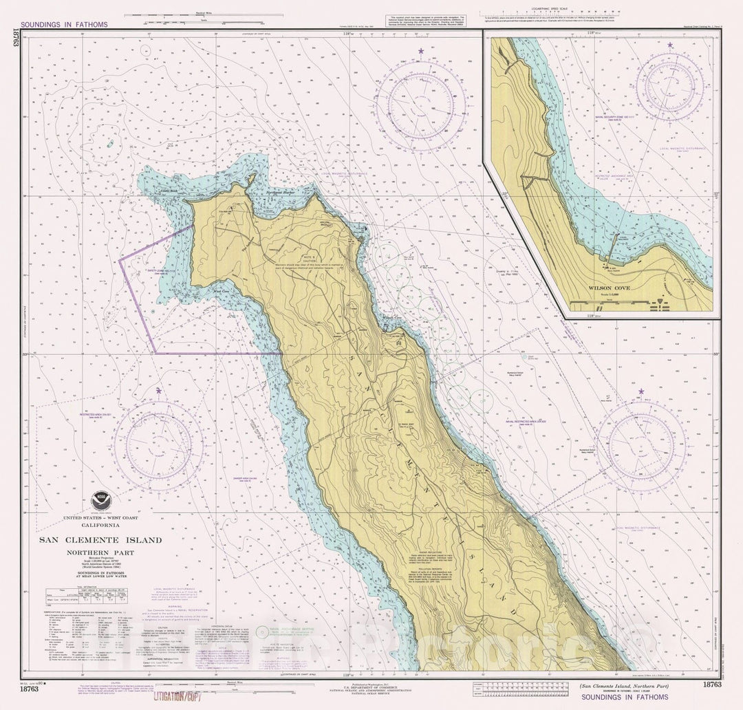 Historic Nautical Map - San Clemente Island Northern Part, CA, 1990 NOAA Chart - Vintage Wall Art