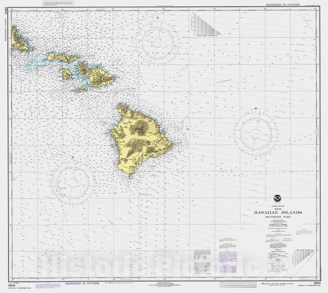 Historic Nautical Map - Hawaiian Islands Southern Part, HI, 1982 NOAA Chart - Vintage Wall Art