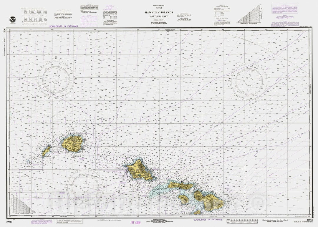 Historic Nautical Map - Hawaiian Islands Northern Part, HI, 1983 NOAA Chart - Vintage Wall Art