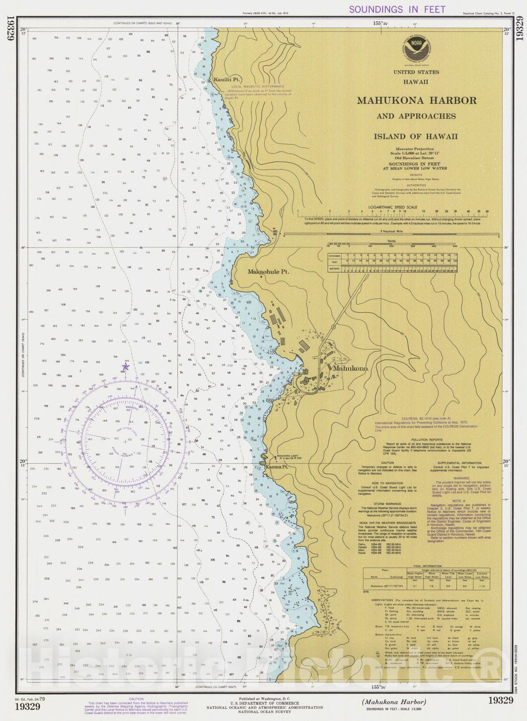 Historic Nautical Map - Mahukona Harbor, HI, 1979 NOAA Chart - Vintage Wall Art