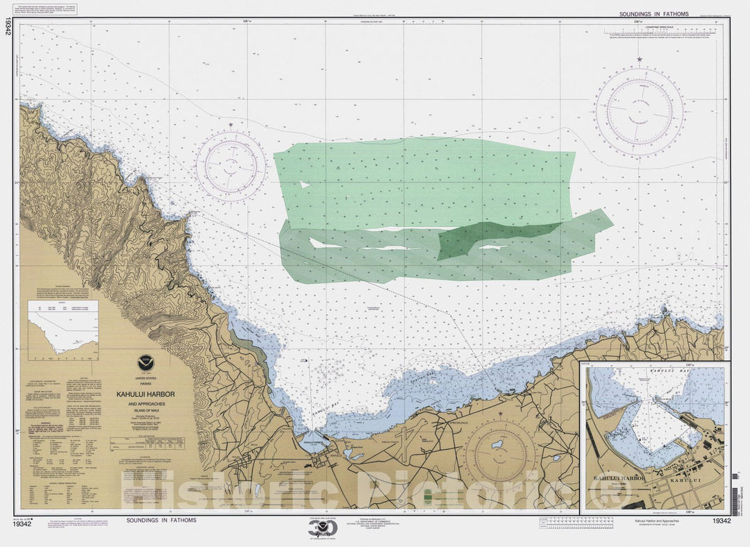 Historic Nautical Map - Kahului Harbor And Approaches, HI, 2000 NOAA Chart - Vintage Wall Art