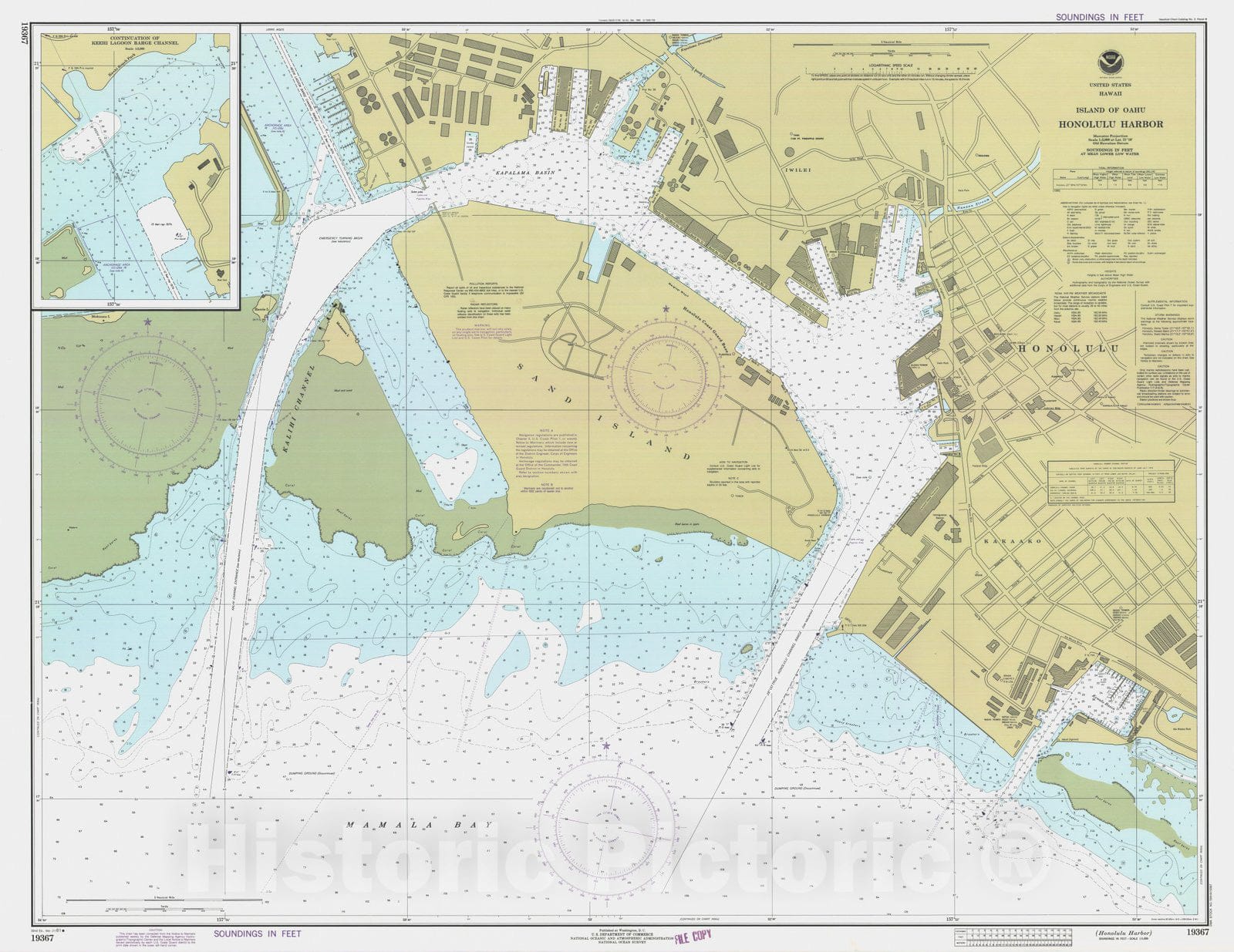 Historic Nautical Map - Honolulu Harbor, HI, 1981 NOAA Chart - Vintage Wall Art