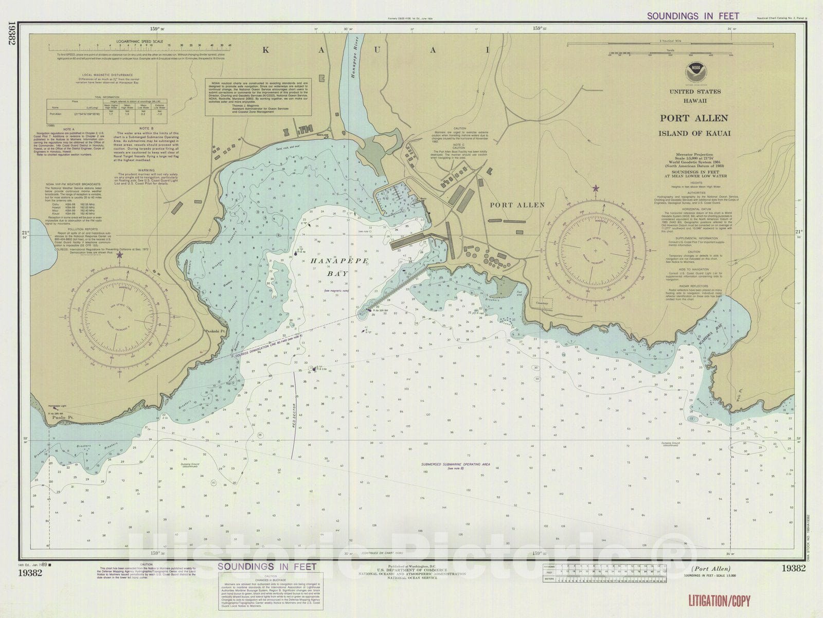 Historic Nautical Map - Port Allen, HI, 1989 NOAA Chart - Vintage Wall Art