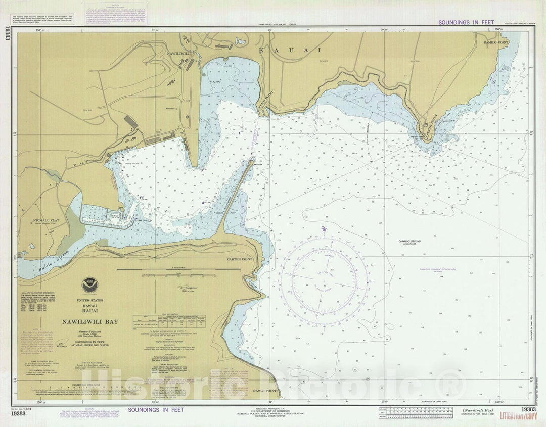 Historic Nautical Map - Nawiliwili Bay, HI, 1982 NOAA Chart - Vintage Wall Art