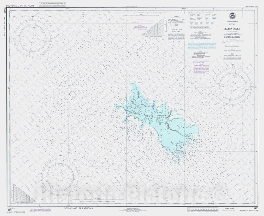 Historic Nautical Map - Maro Reef, HI, 1985 NOAA Chart - Vintage Wall Art