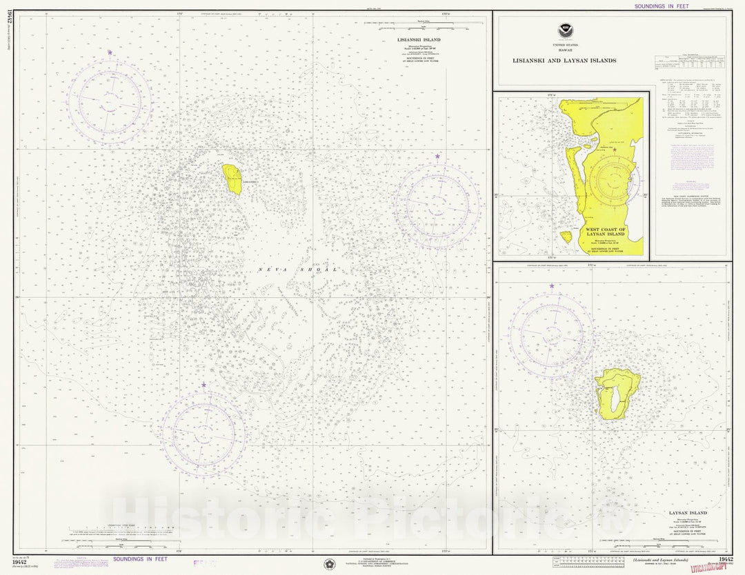 Historic Nautical Map - Lisianski And Laysan Islands, HI, 1975 NOAA Chart - Vintage Wall Art