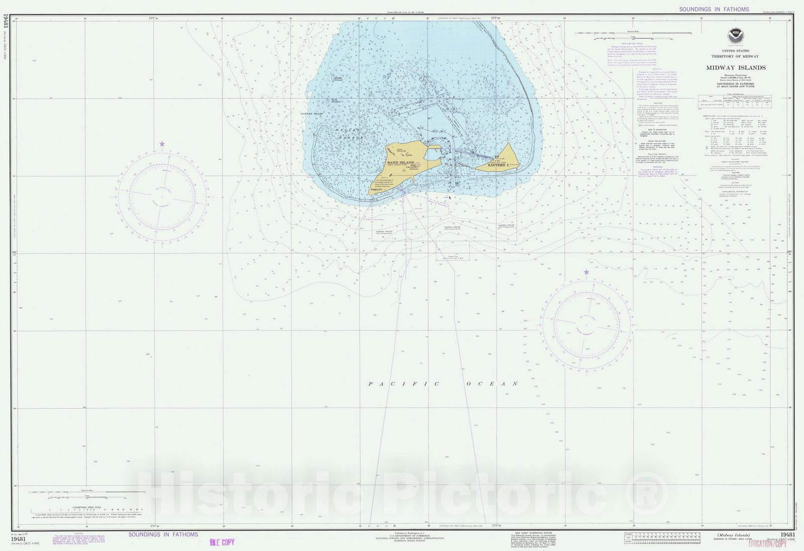 Historic Nautical Map - Midway Islands, HI, 1977 NOAA Chart - Vintage Wall Art