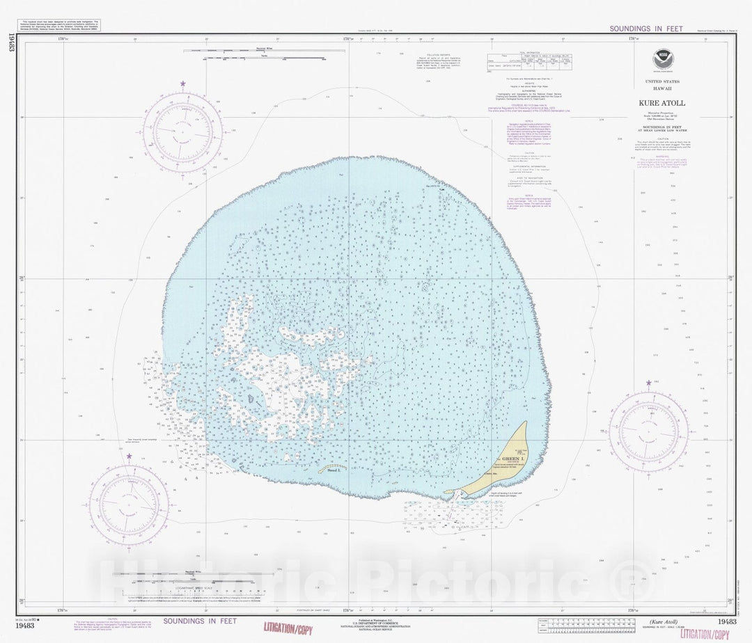 Historic Nautical Map - Kure Atoll, HI, 1990 NOAA Chart - Vintage Wall Art