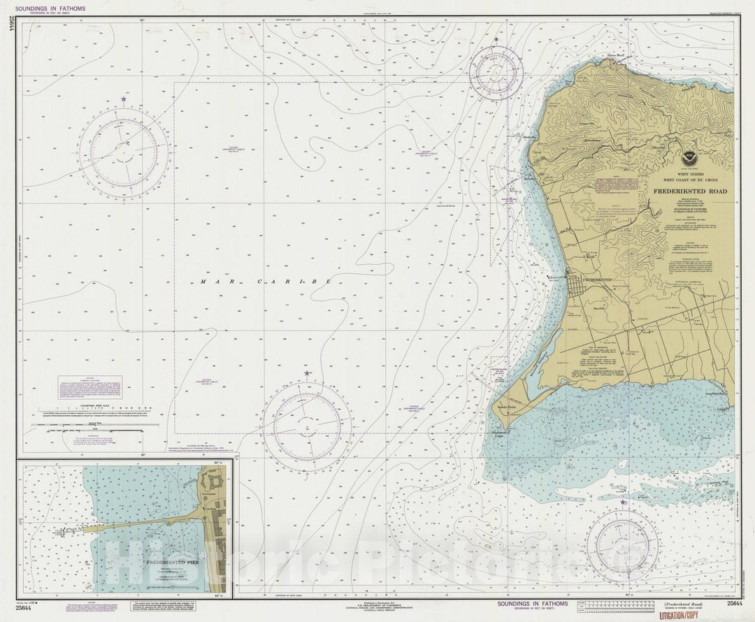 Historic Nautical Map - Fredericksted Road, WIN, 1990 NOAA Chart - Vintage Wall Art