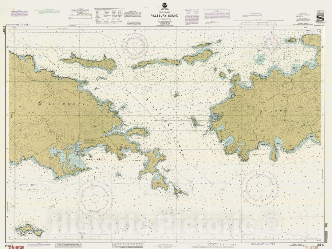 Historic Nautical Map - Pillsbury Sound, PR, 1992 NOAA Chart - Vintage Wall Art