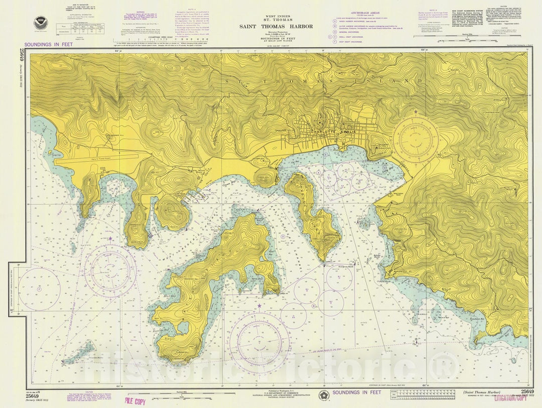 Historic Nautical Map - Saint Thomas Harbor, WIN, 1976 NOAA Chart - Vintage Wall Art