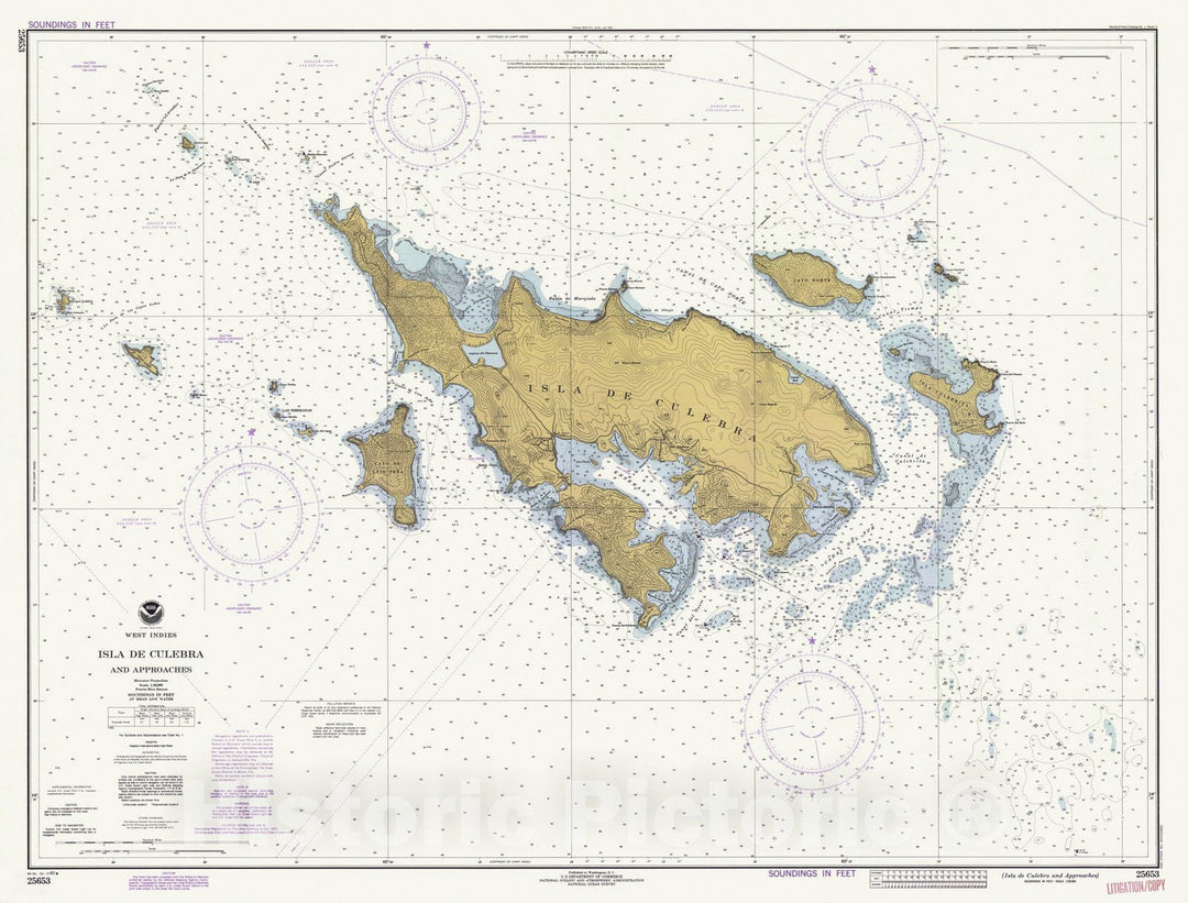 Historic Nautical Map - Isla De Culebra And Approaches, WIN, 1980 NOAA Chart - Vintage Wall Art