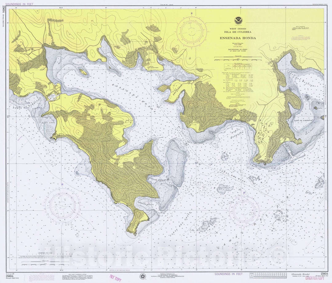 Historic Nautical Map - Ensenada Honda, PR, 1976 NOAA Chart - Vintage Wall Art