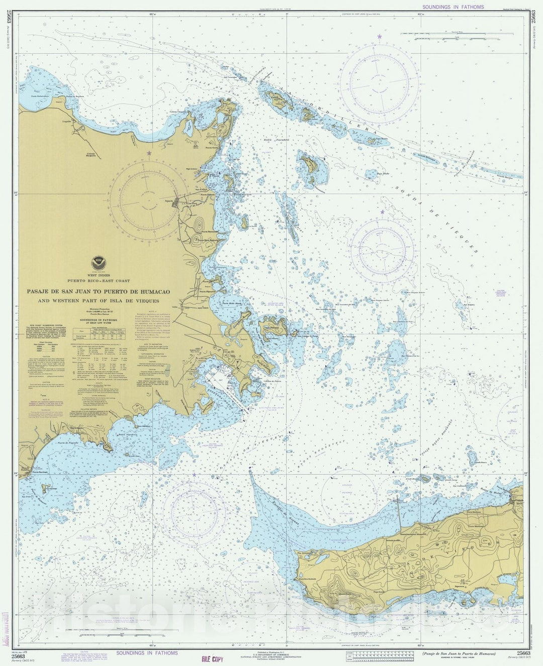 Historic Nautical Map - Pasaje De San Juan To Puerto De Humacao, PR, 1978 NOAA Chart - Vintage Wall Art