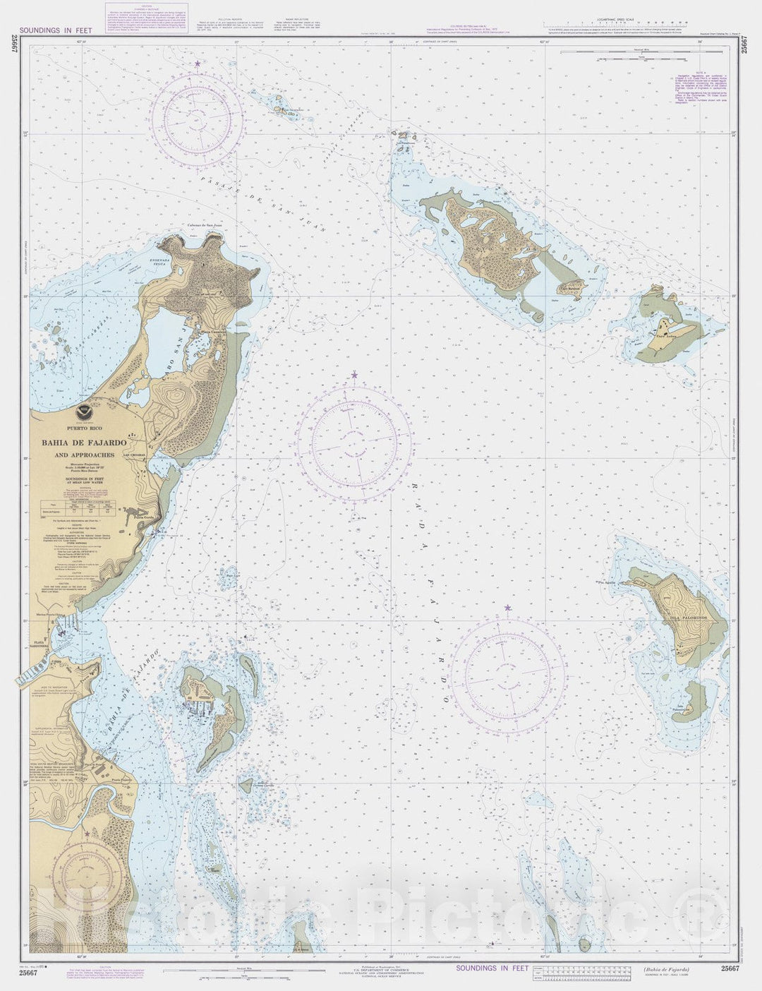 Historic Nautical Map - Bahia De Fajardo, PR, 1985 NOAA Chart - Vintage Wall Art