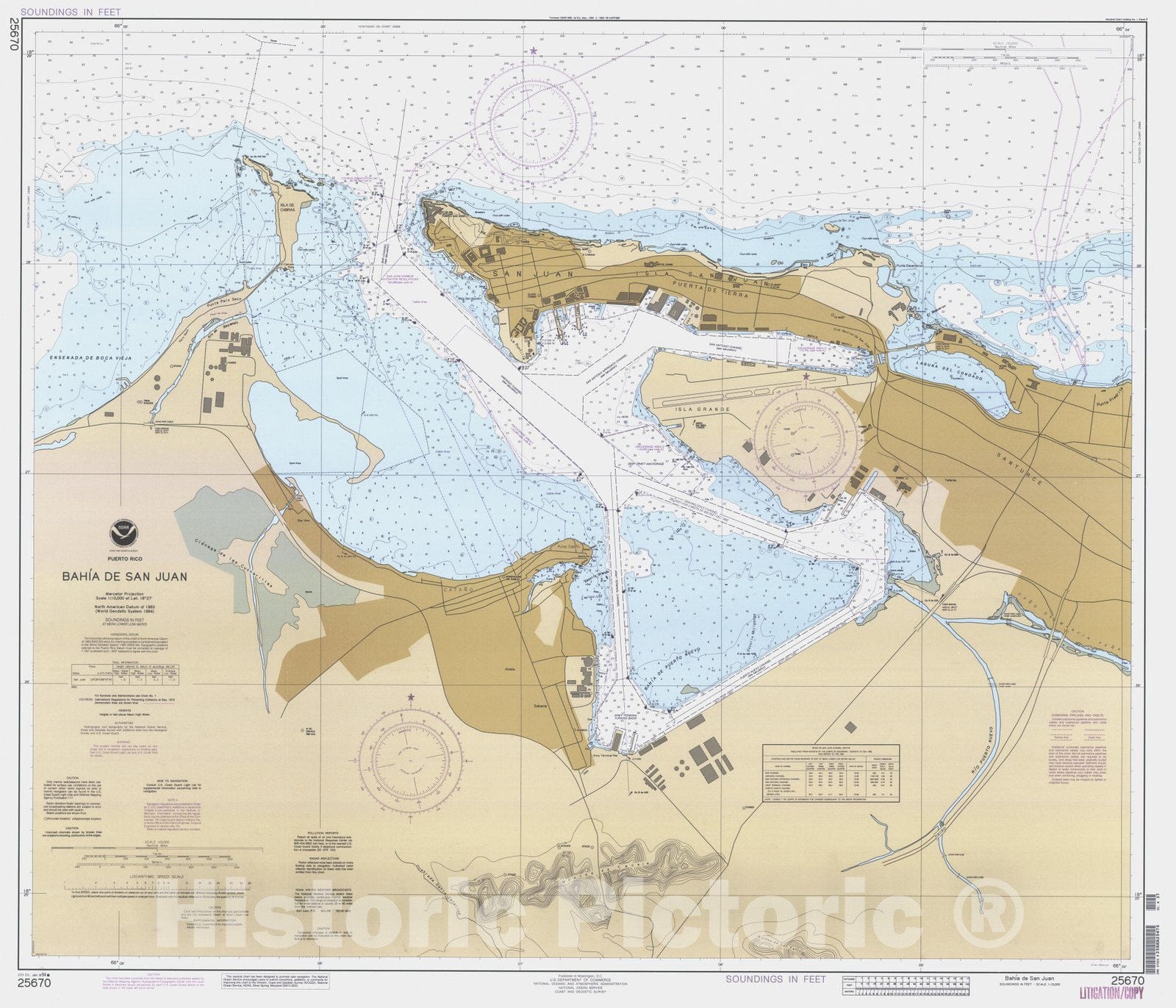 Historic Nautical Map - Bahia De San Jaun, PR, 1994 NOAA Chart - Vintage Wall Art