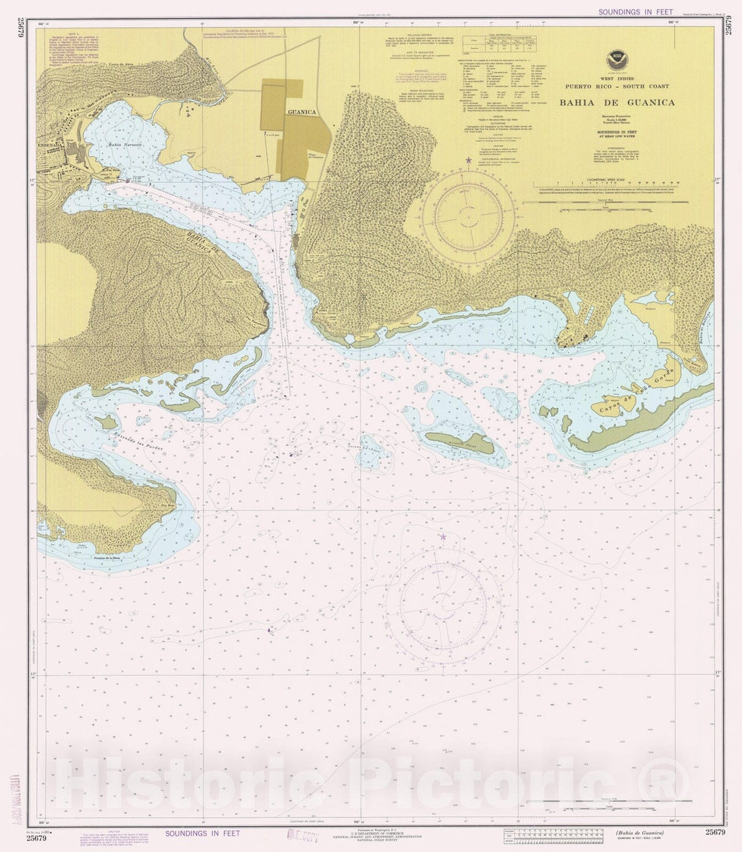 Historic Nautical Map - Bahia De Guanica, PR, 1980 NOAA Chart - Vintage Wall Art