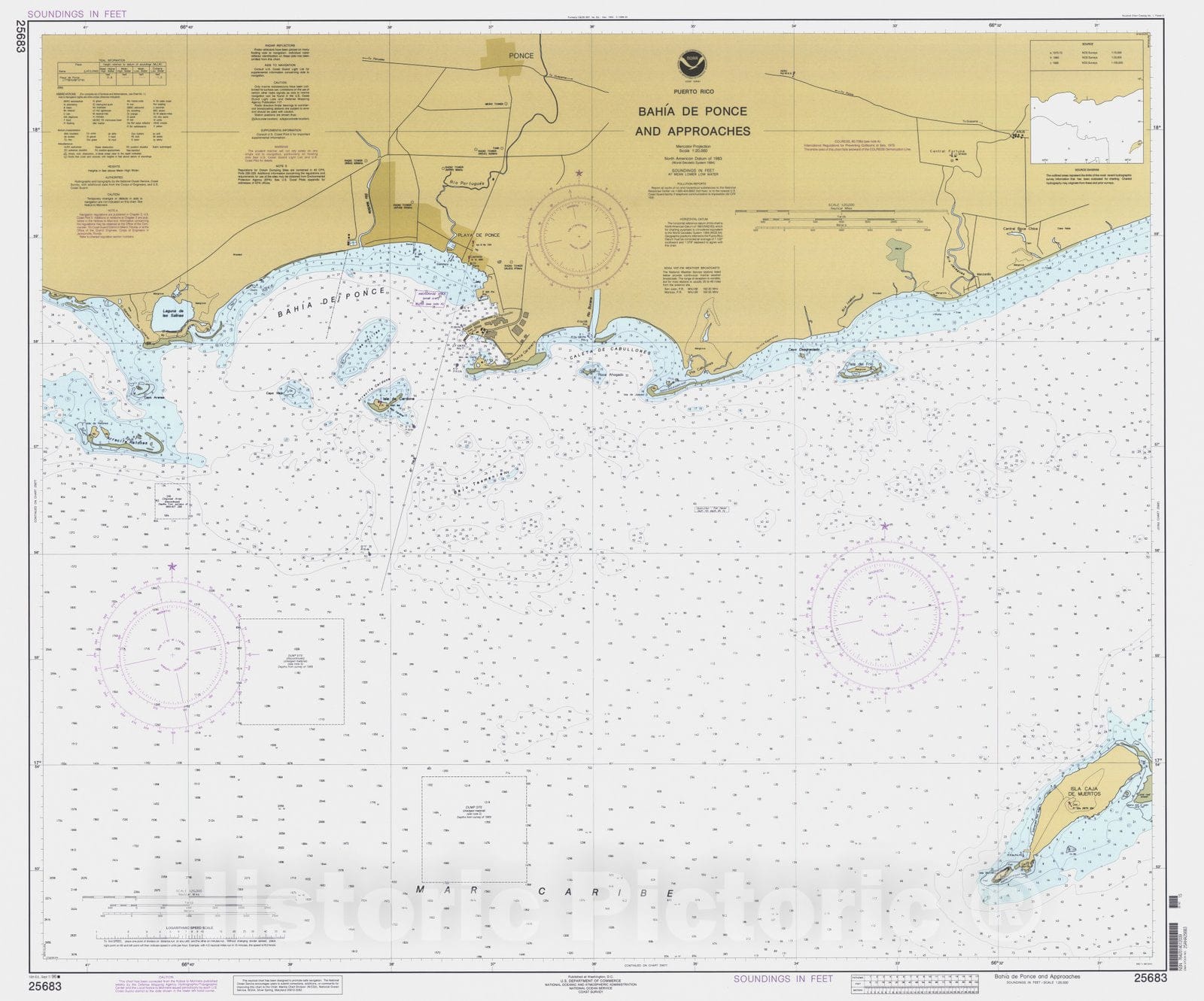 Historic Nautical Map - Bahia De Ponce And Approaches, PR, 1996 NOAA Chart - Vintage Wall Art