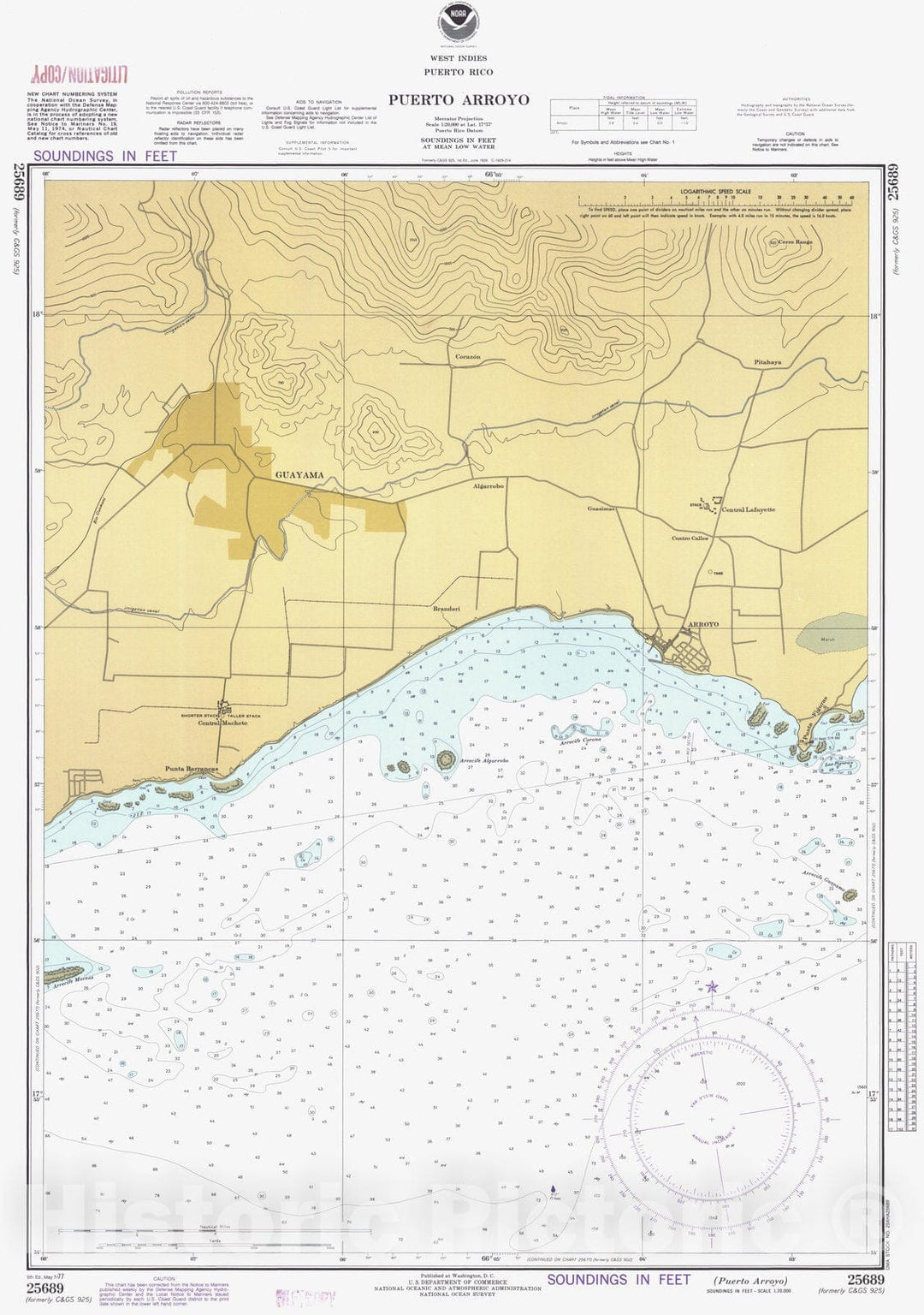 Historic Nautical Map - Puerto Arroyo, PR, 1977 NOAA Chart - Vintage Wall Art