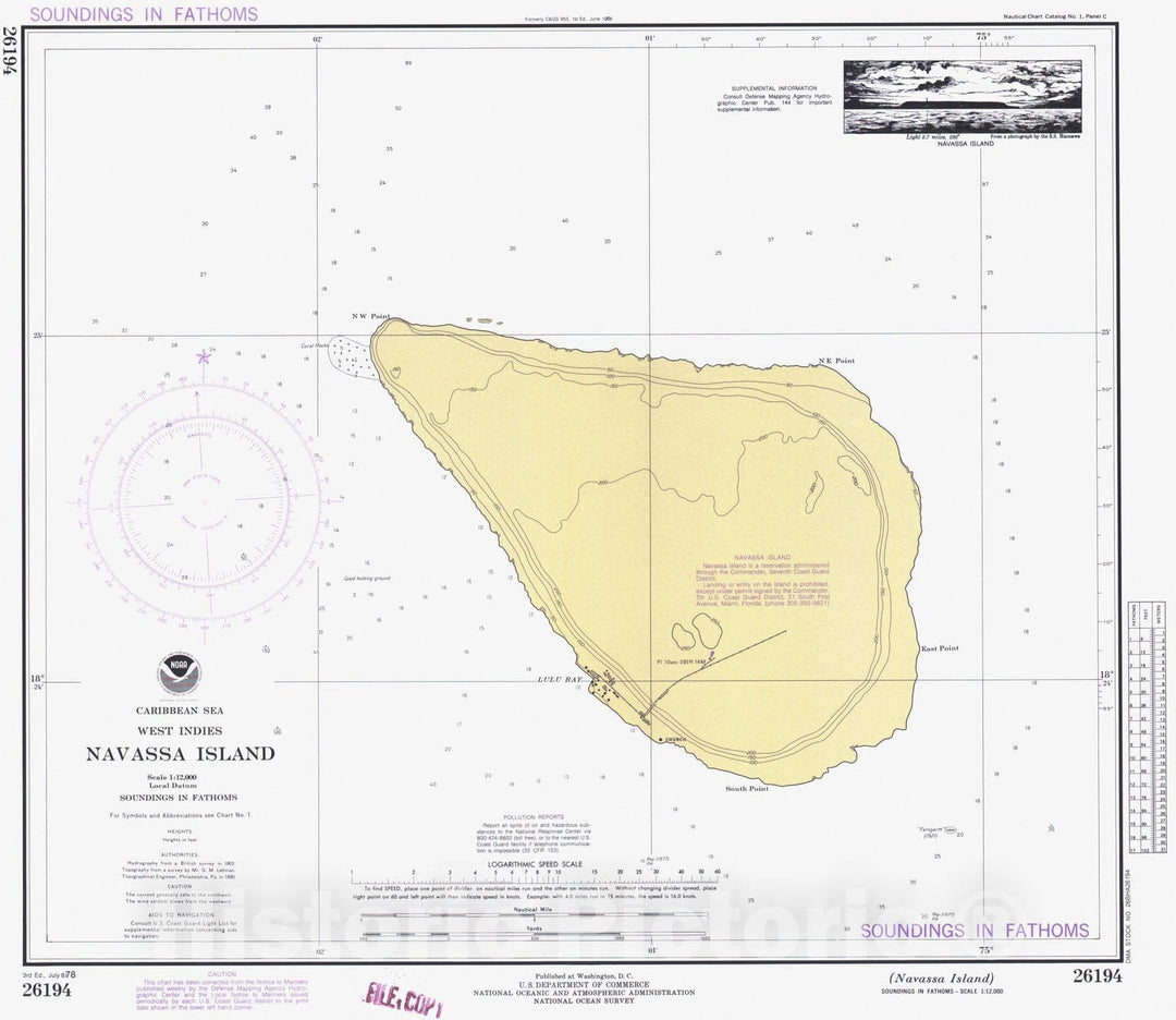 Historic Nautical Map - Navassa Island, WIN, 1978 NOAA Chart - Vintage Wall Art