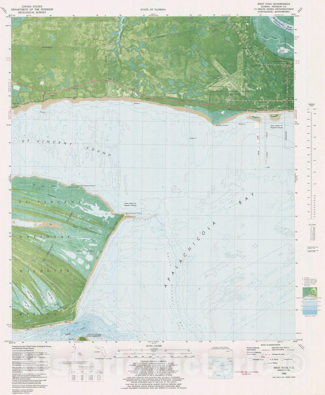 Historic Nautical Map - West Pass, FL, 1982 NOAA Topographic Bathymetric Historic Nautical Map - Vintage Wall Art