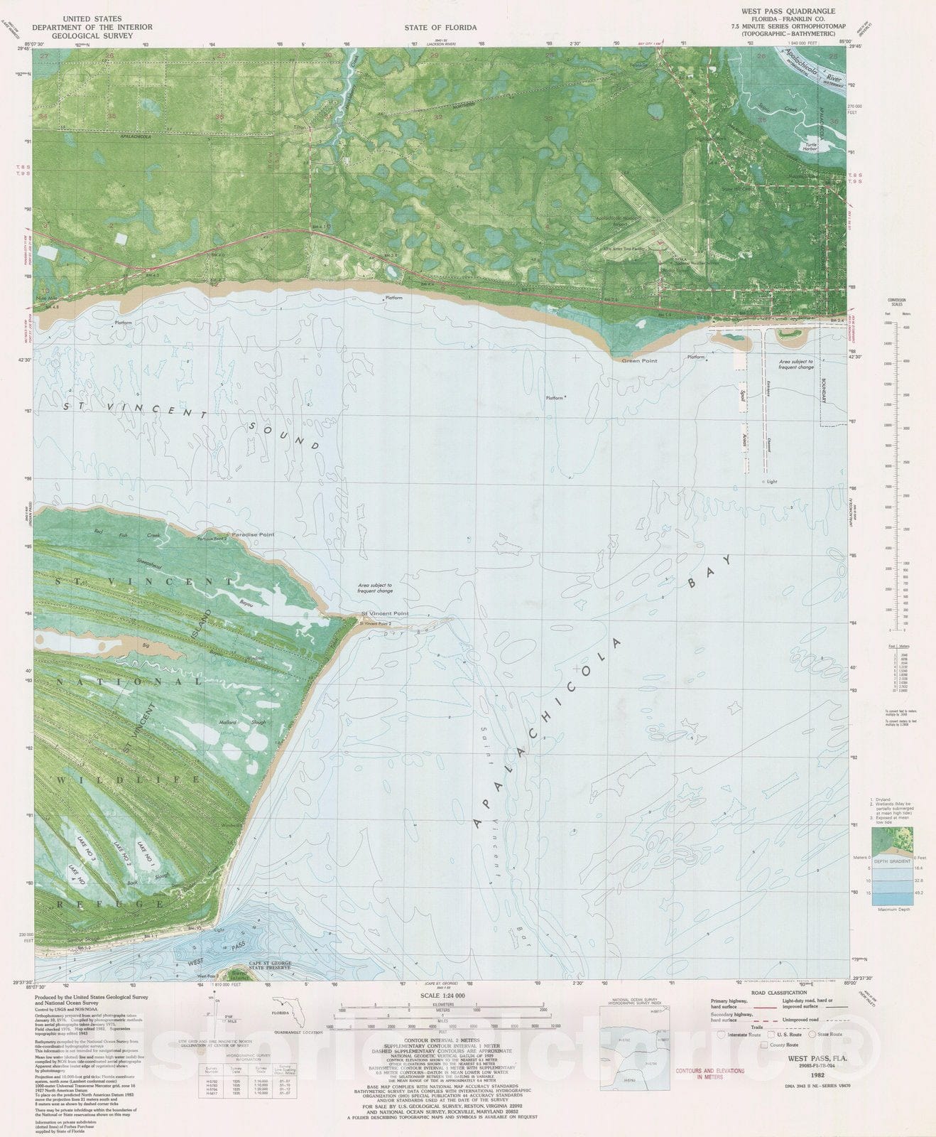 Historic Nautical Map - West Pass, FL, 1982 NOAA Topographic Bathymetric Historic Nautical Map - Vintage Wall Art