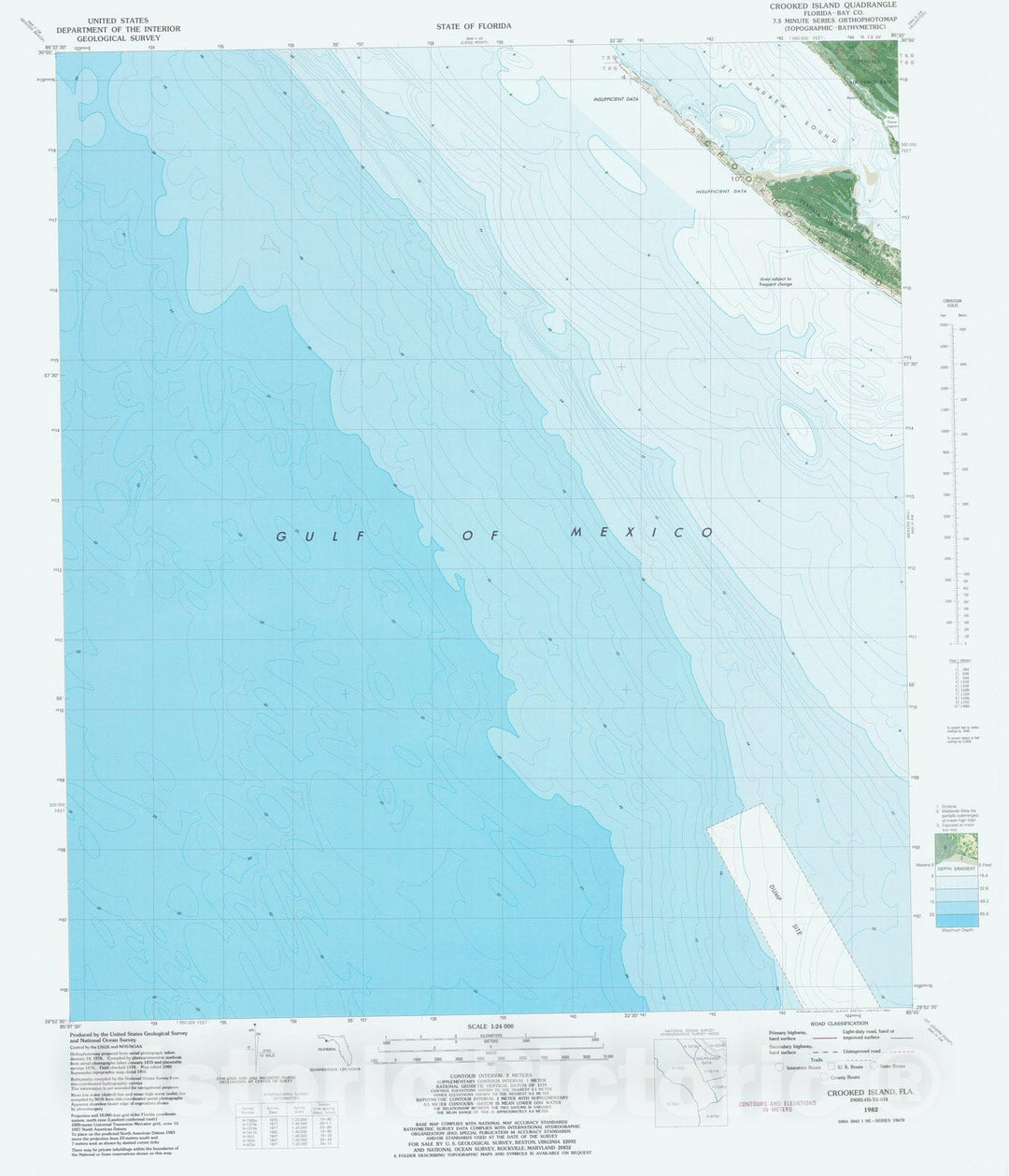 Historic Nautical Map - Crooked Island Fla, FL, 1982 NOAA Topographic Bathymetric Historic Nautical Map - Vintage Wall Art