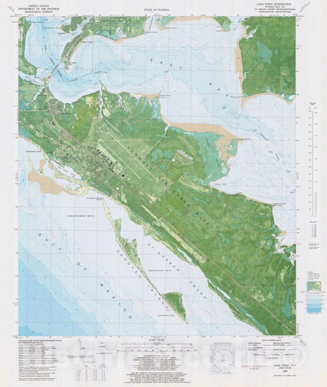 Historic Nautical Map - Long Point, FL, 1982 NOAA Topographic Bathymetric Historic Nautical Map - Vintage Wall Art