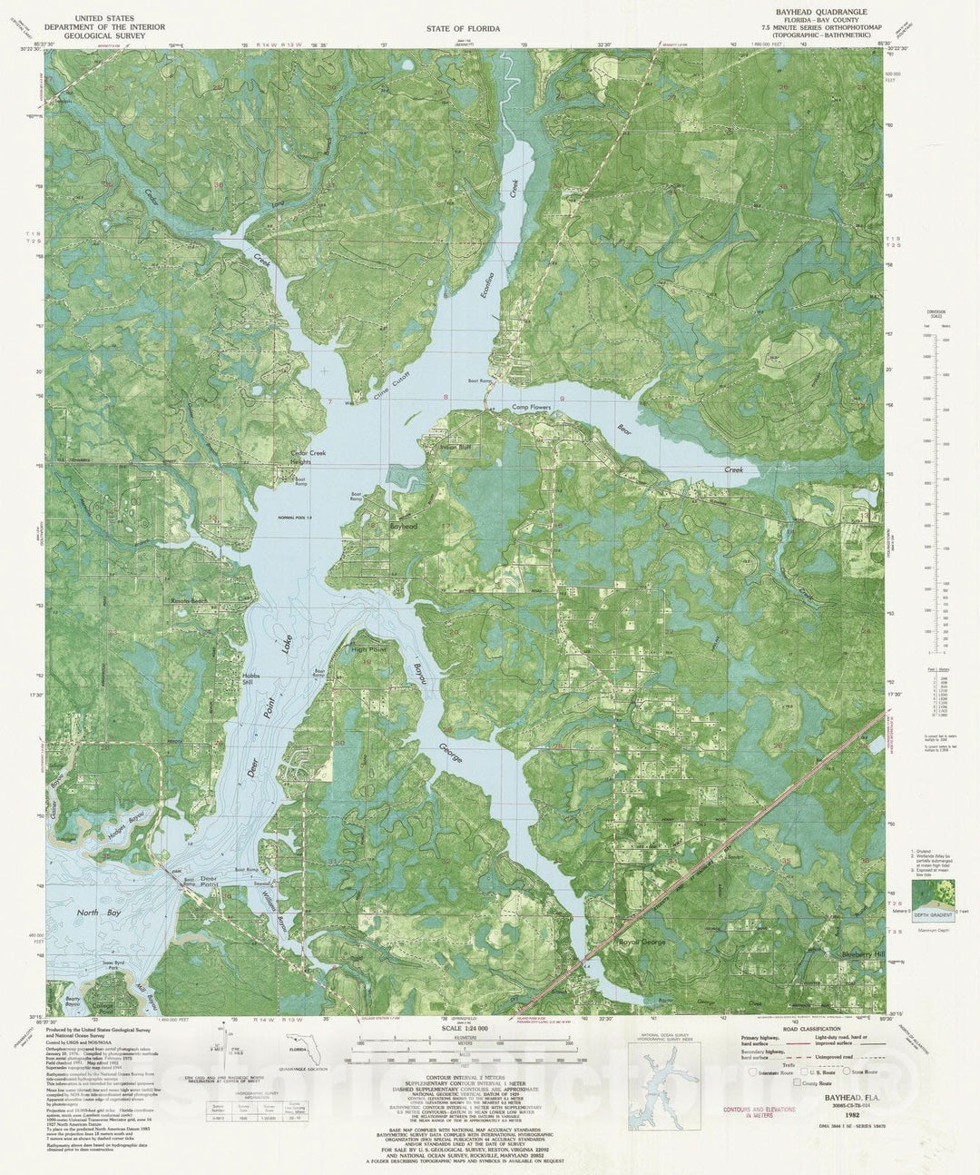 Historic Nautical Map - Bayhead Fla, FL, 1982 NOAA Topographic Bathymetric Historic Nautical Map - Vintage Wall Art