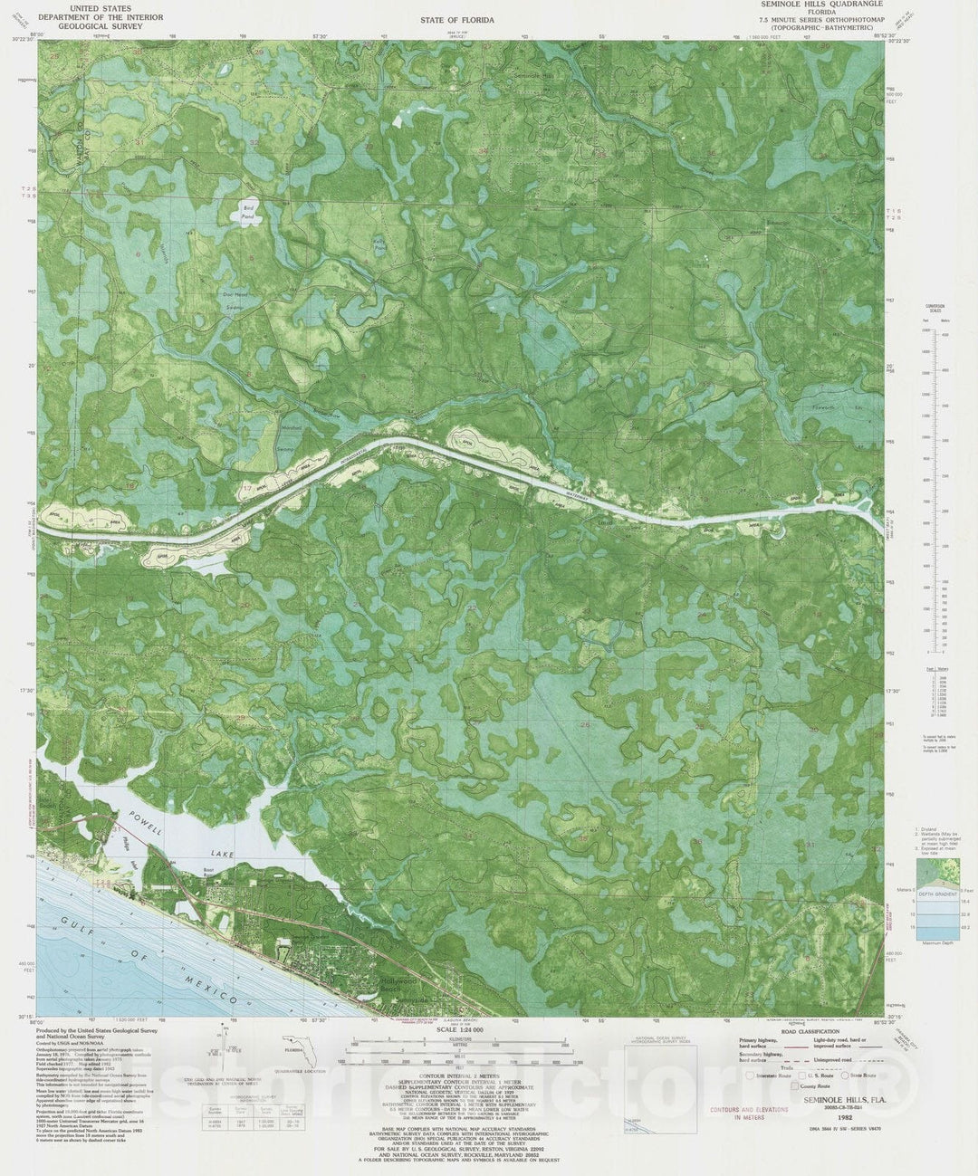 Historic Nautical Map - Seminole Hills, FL, 1982 NOAA Topographic Bathymetric Historic Nautical Map - Vintage Wall Art