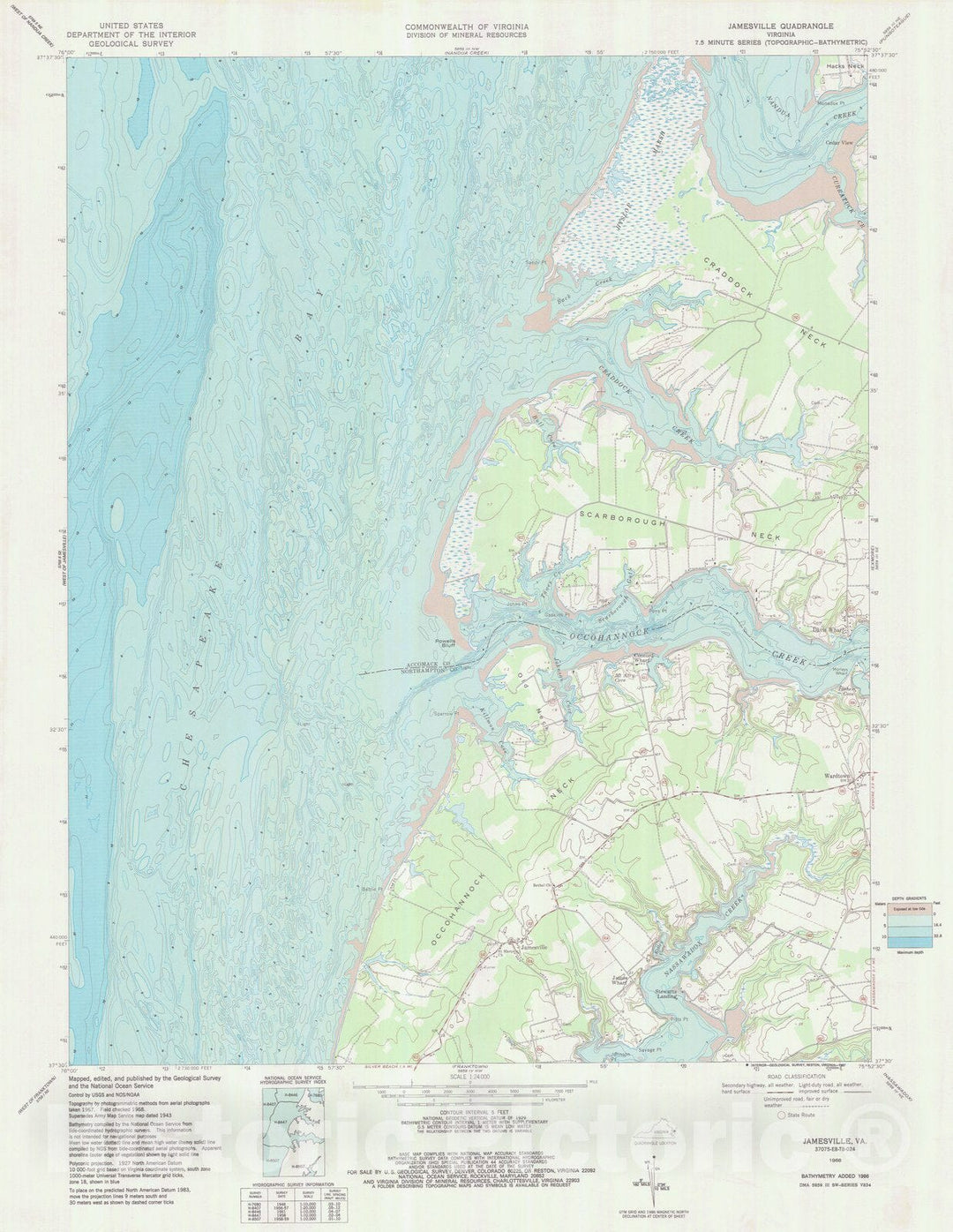 Historic Nautical Map - Jamesville, VA, 1968 NOAA Topographic Bathymetric Historic Nautical Map - Vintage Wall Art