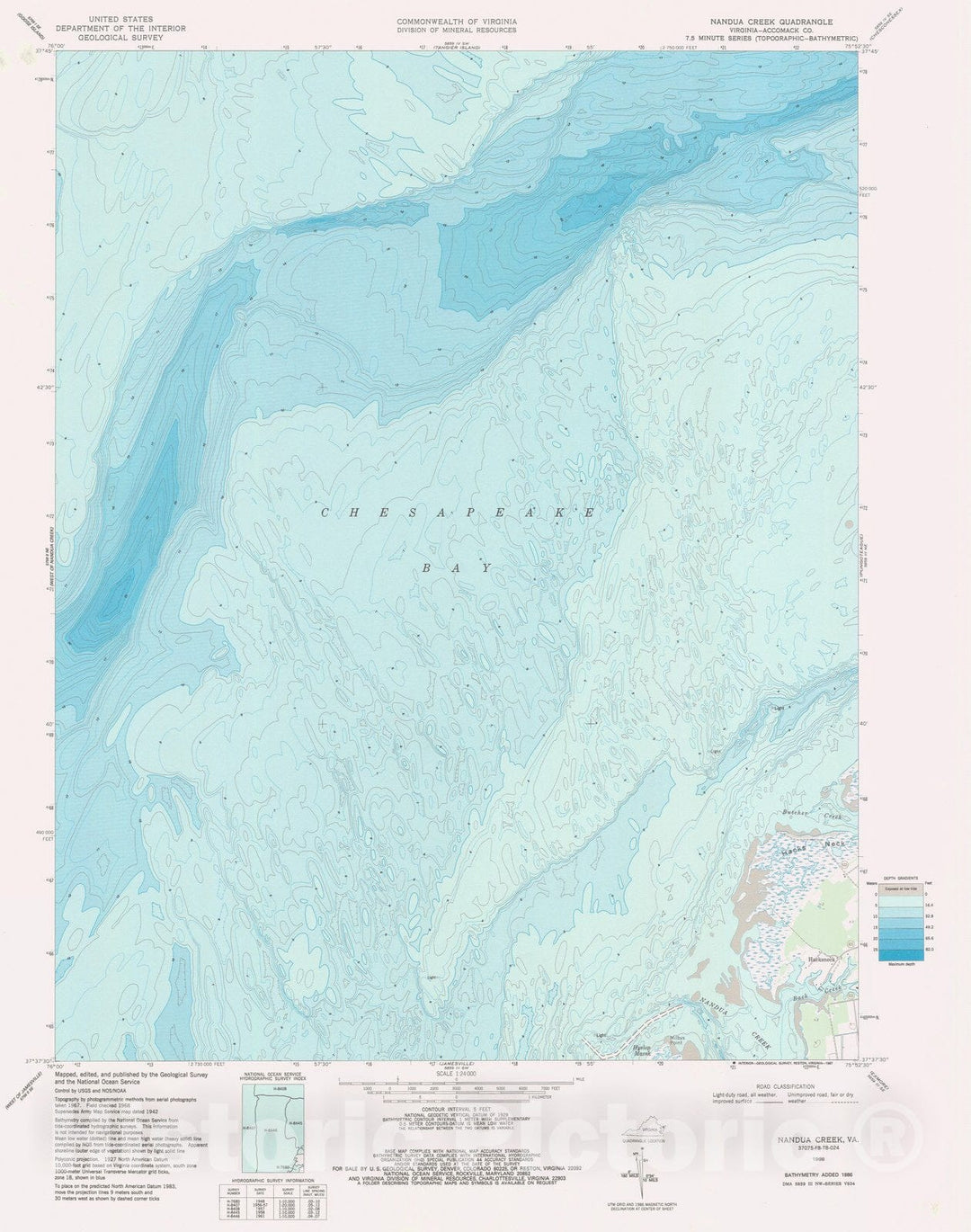 Historic Nautical Map - Nandua Creek Va, VA, 1968 NOAA Topographic Bathymetric Historic Nautical Map - Vintage Wall Art