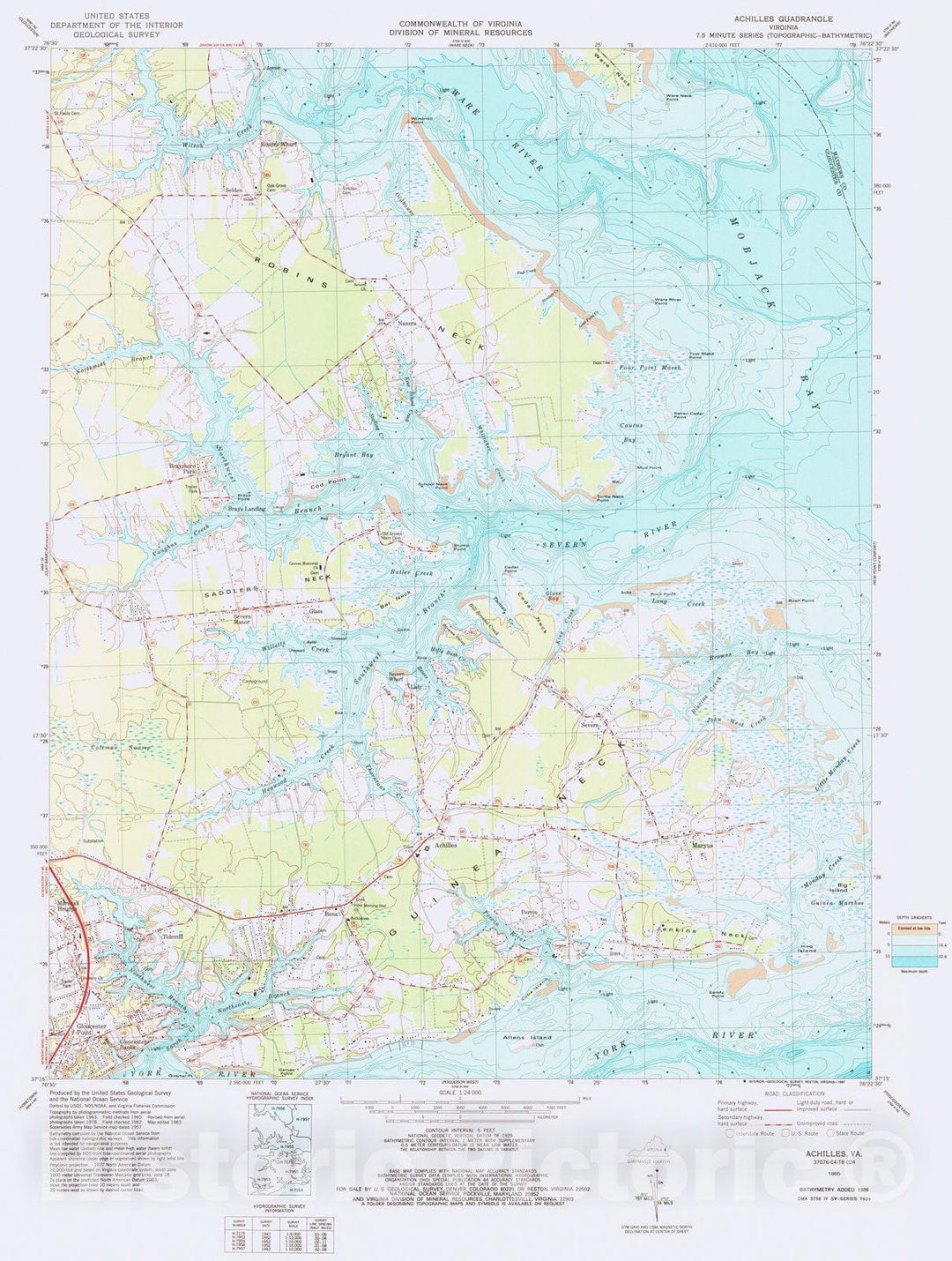 Historic Nautical Map - Achilles, VA, 1965 NOAA Topographic Bathymetric Historic Nautical Map - Vintage Wall Art