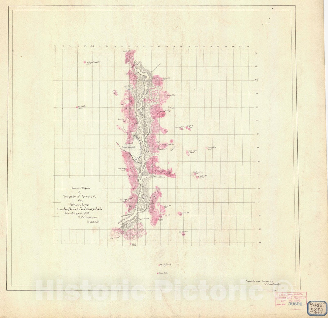 Historic Nautical Map - Progress Sketch Of Topographical Survey Of The Stikine River From Big Bend To Ten League Post, AK, 1893 NOAA Topographic - Vintage Wall Art