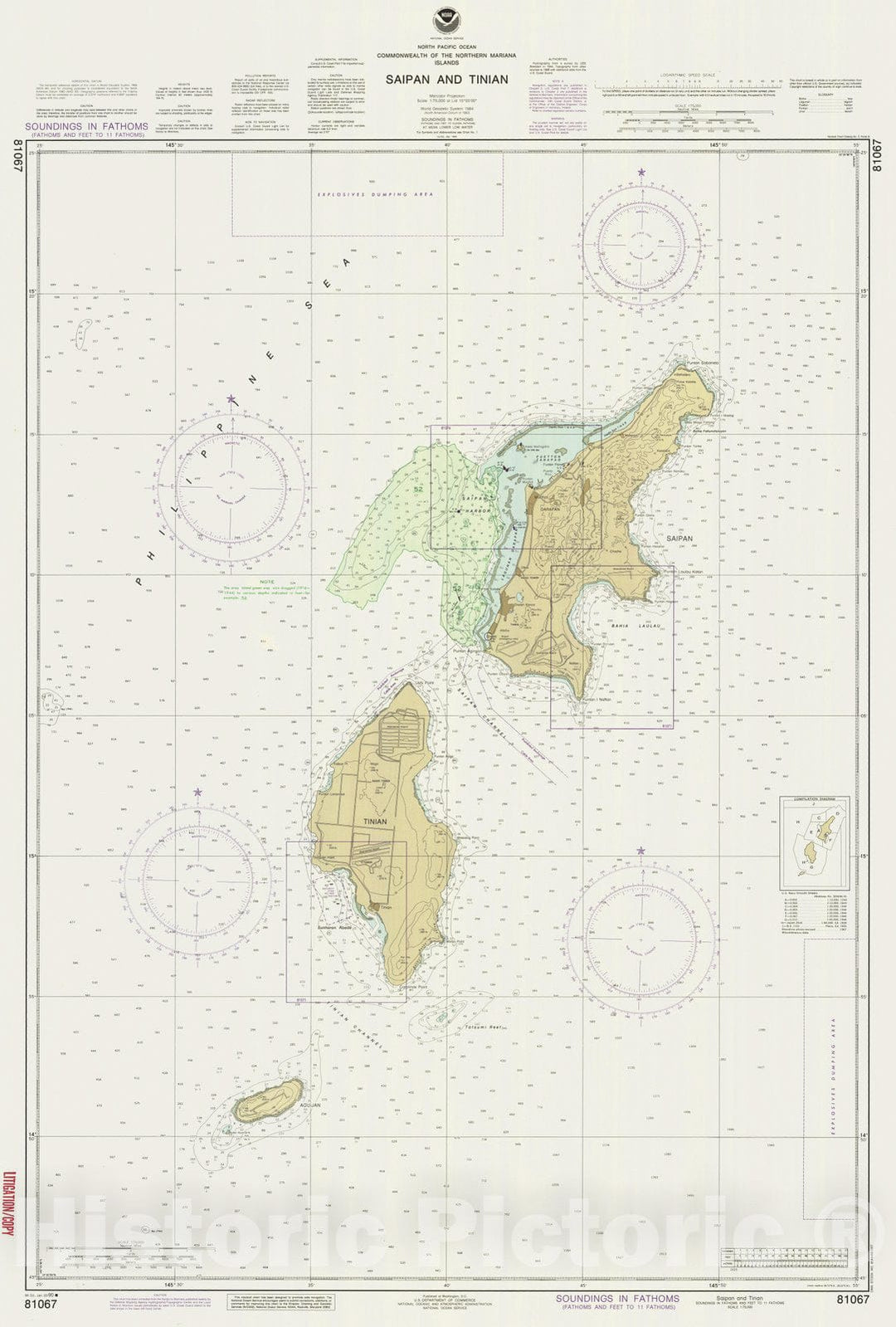 Historic Nautical Map - Saipan And Tinan, MP, 1990 NOAA Chart - Vintage Wall Art