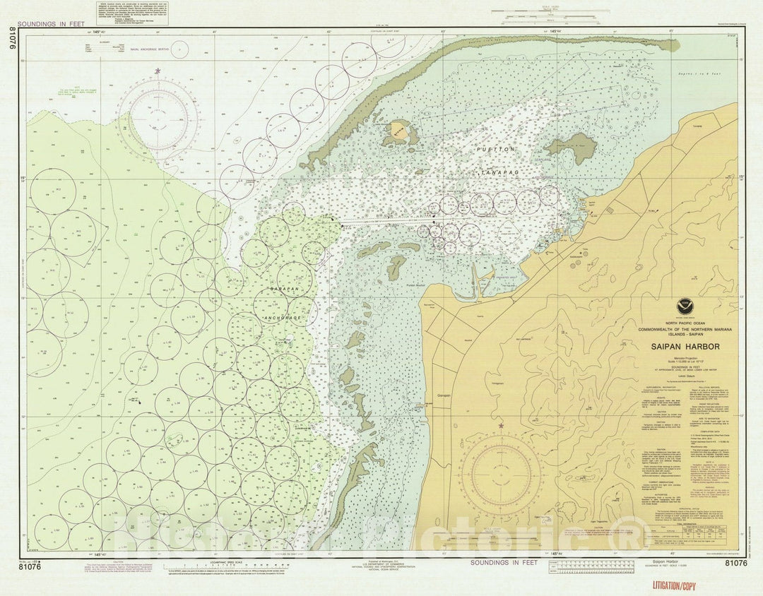 Historic Nautical Map - Saipan Harbor, MP, 1989 NOAA Chart - Vintage Wall Art