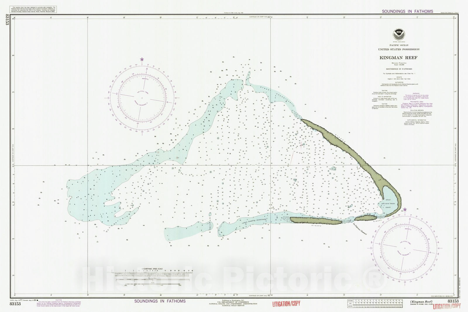 Historic Nautical Map - Kingman Reef, KR, 1986 NOAA Chart - Vintage Wall Art