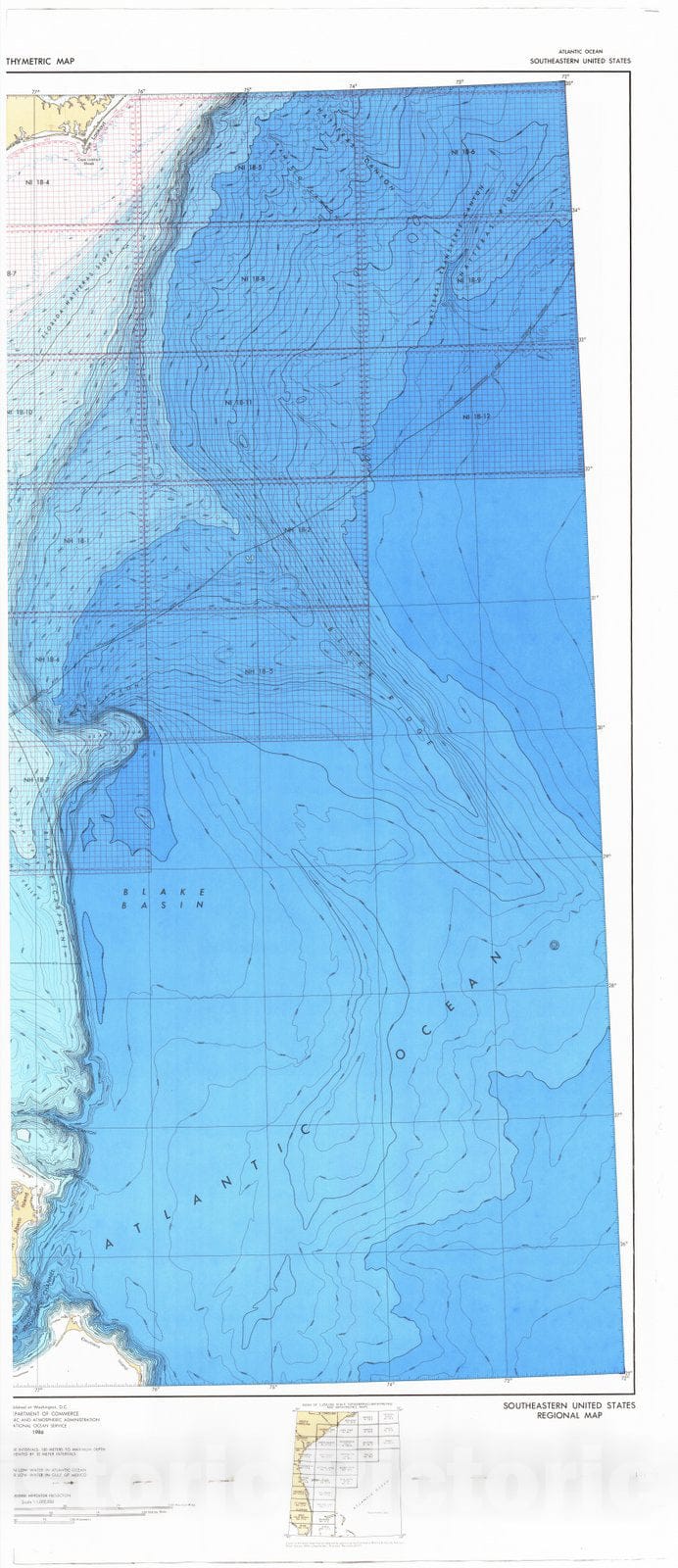 Historic Nautical Map - Southeastern United States - 2, NC, 1986 NOAA Bathymetric Historic Nautical Map - Vintage Wall Art